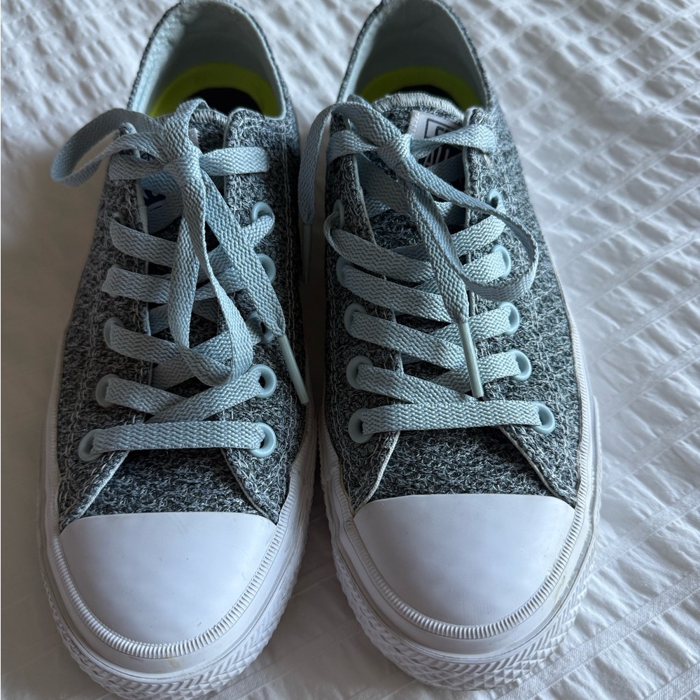 Converse light blue/green Sneakers with White and Blue Accents